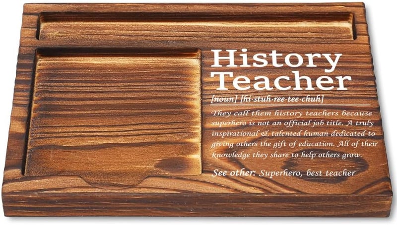 CWGOTC History Teacher Sticky Note Holder, Superhero Definition Gift for History Educators, Wooden Desk Organizer for Teacher Appreciation, Back to School or End of Year Gift YCB150 - Image 1